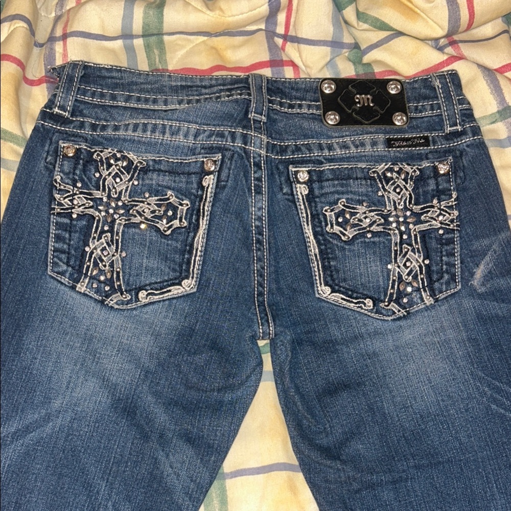 Miss Me Dark Blue Straight Leg Jeans Size 28